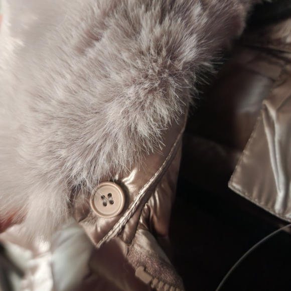 Martha Stewart Down Filled Puffer Vest Removable Faux Fur Collar Moonstone Grey - Picture 5 of 9